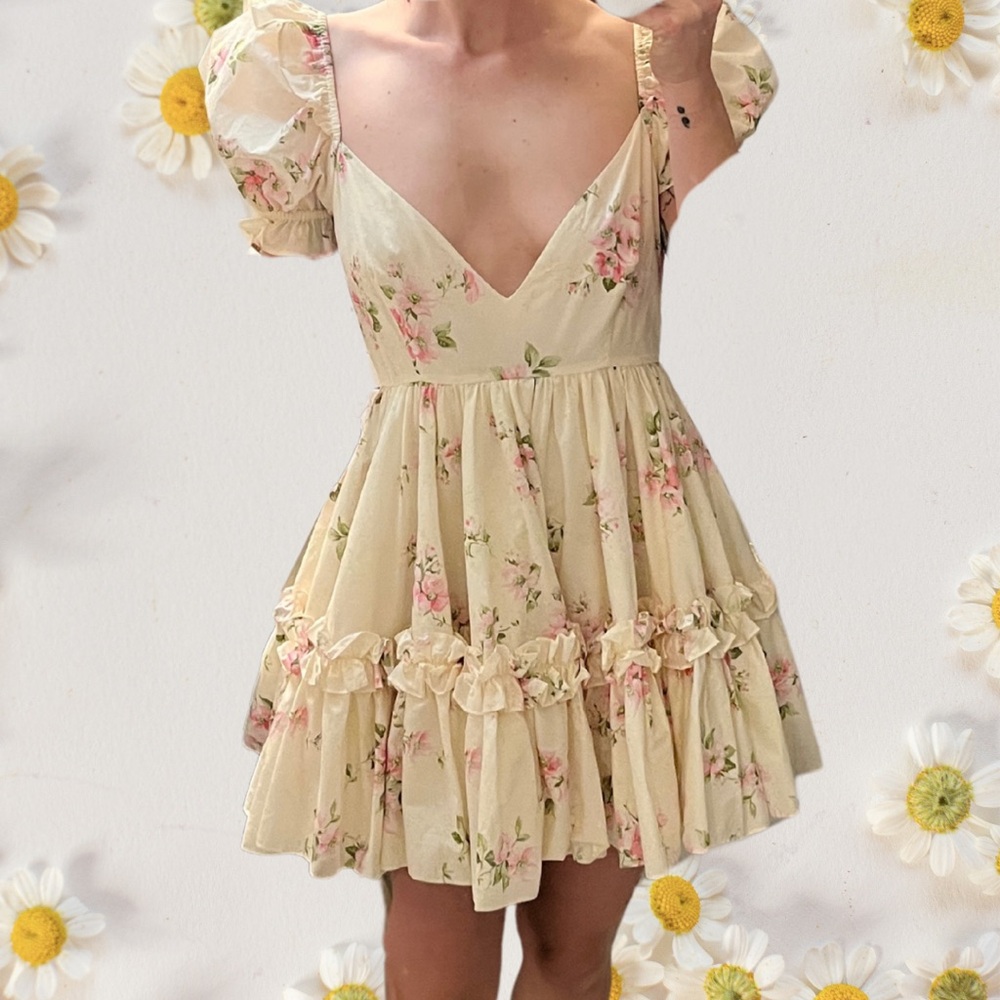 Cotton Selkie Dress - Girls Night Dress in Crème Floral